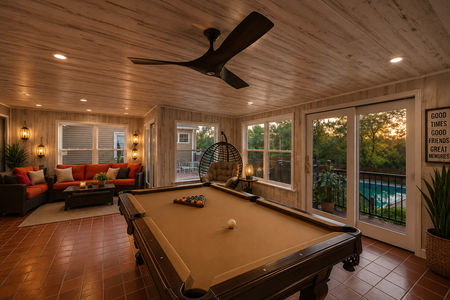 37. 933 River Rd. Cozy game room with sunset view