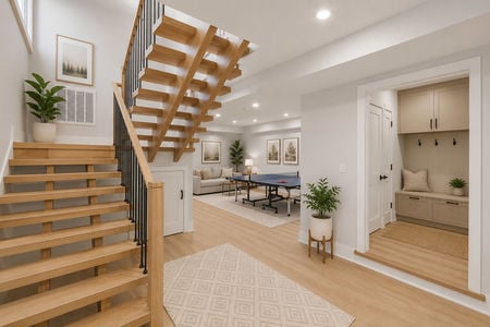 41. 14 Allison Modern basement rec room with plants