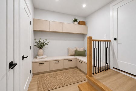 45. 14 Allison Modern Scandinavian mudroom with neutral tones