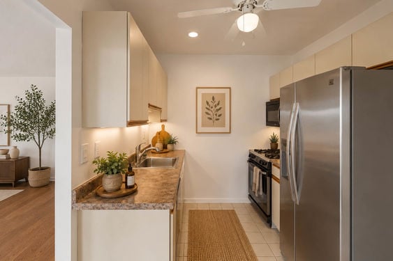 5 Kings Cozy modern galley kitchen with plants
