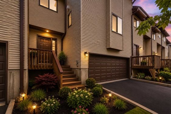 5 Kings Modern townhouse at dusk with warm lights