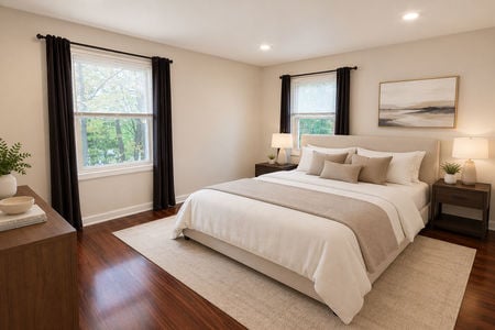 8. 2 Cottage Neutral modern bedroom with cozy texture
