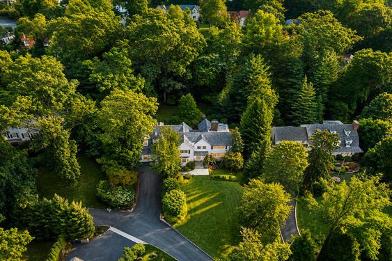 0.1 16 N Brae Golden-Hour Suburban Estate Aerial