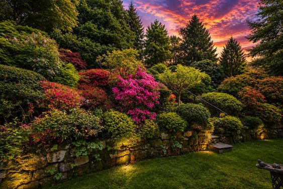 0.15 16 N Brae Vibrant Hillside Garden at Sunset