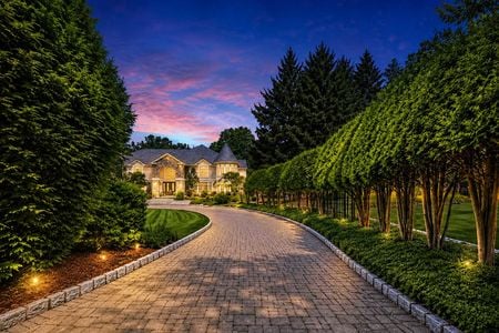 0.21 38 Bridle Way Saddle River NJ Twilight Mansion Driveway Glow