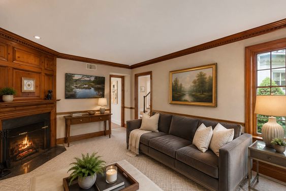 0.39 16 N Brae Cozy Wood-Paneled Library Living Room