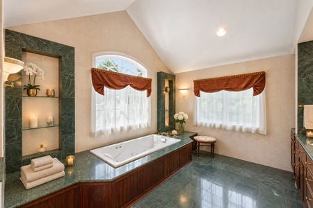 0.45 38 Bridle Way Saddle River NJ Luxurious Green Marble Spa Bathroom