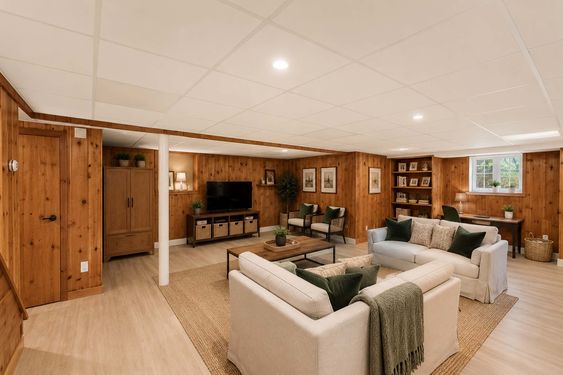 0.58 16 N Brae Cozy Rustic Basement Living Room