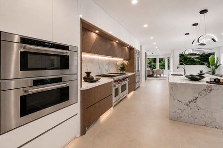 27. 1 Lambs Modern Kitchen with Marble Island and Greenery