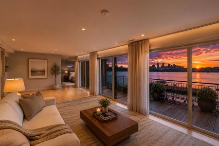 39. 23 Shore Sunset Waterfront Living Room