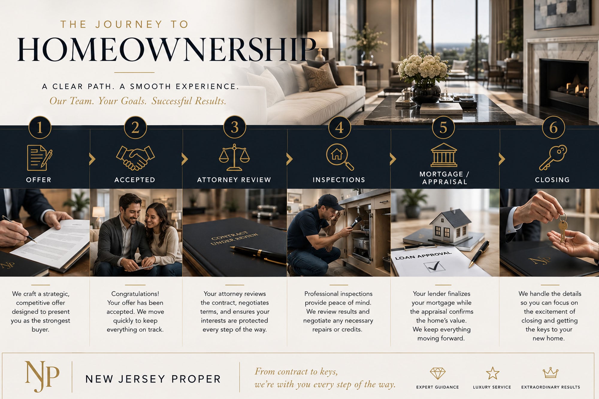 New Jersey home buying timeline from offer through attorney review, inspections, mortgage appraisal and closing