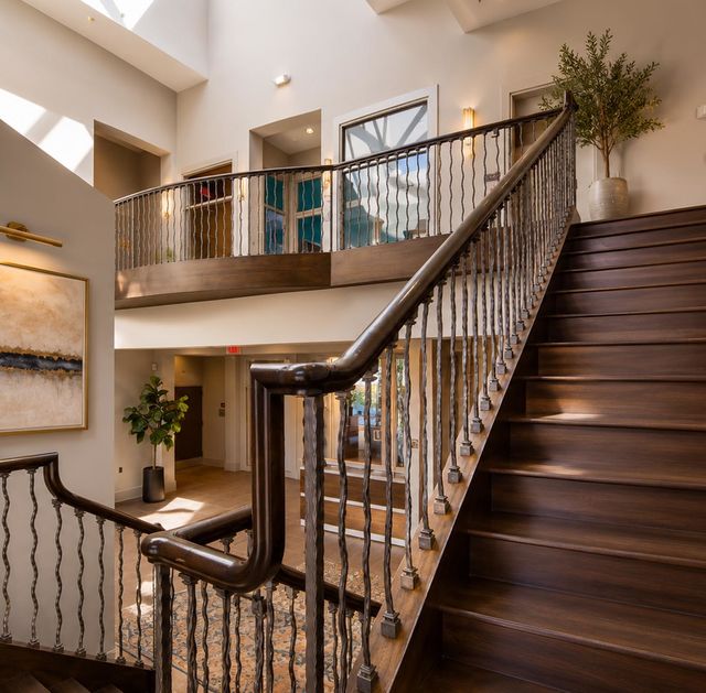 26 Ave Port Imperial Modern foyer with wooden staircase