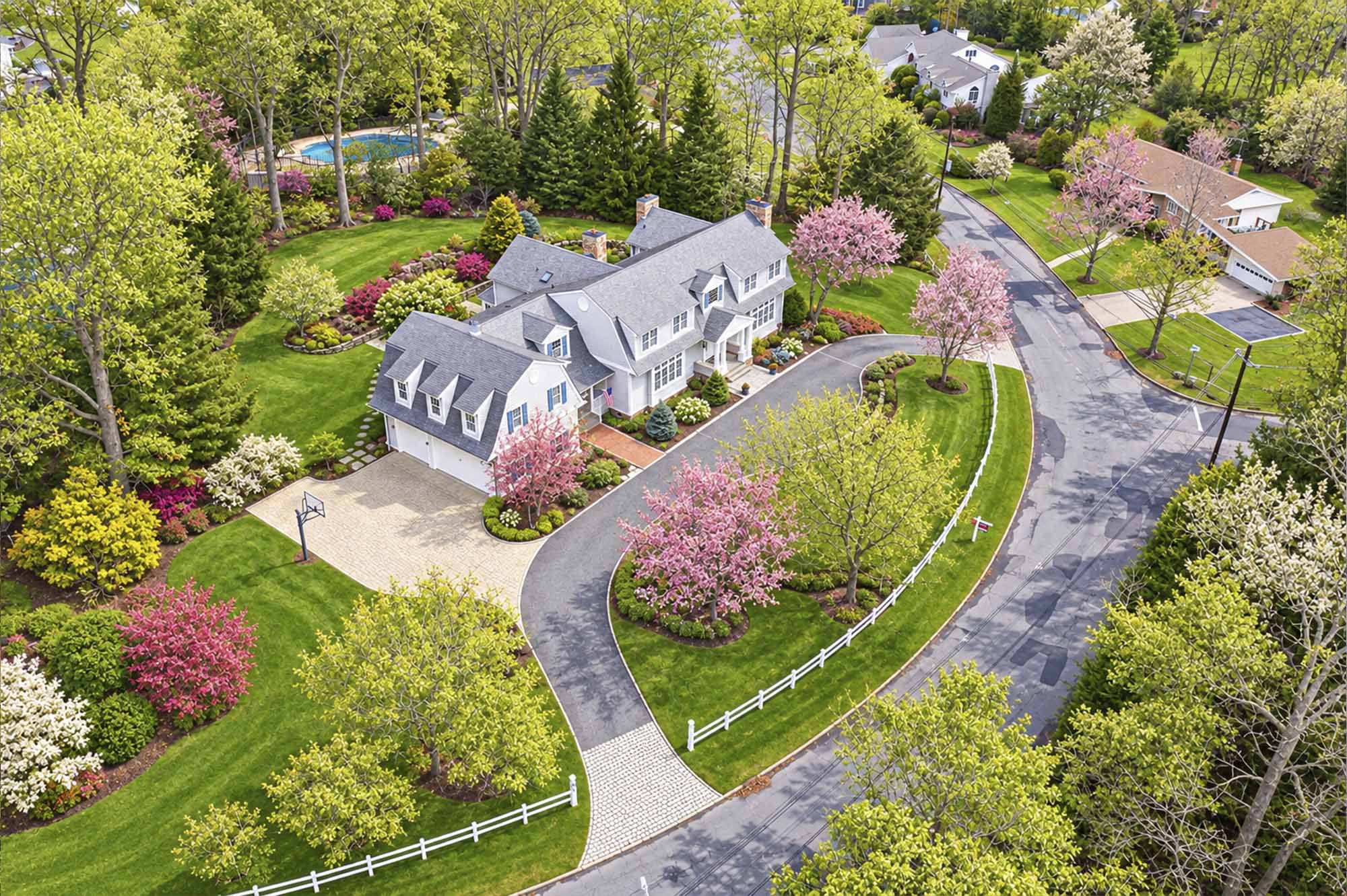28 Berkeley Dr, Tenafly NJ Aerial Springtime