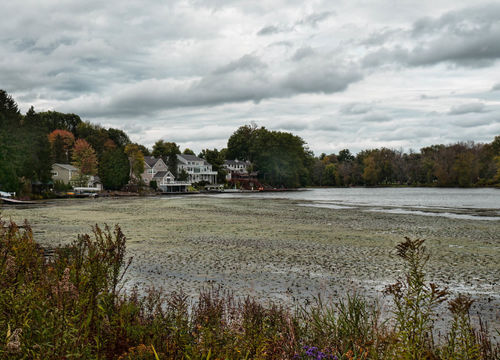 baldwinsville, ny - View of the Seneca River from River Road near Baldwinsville, New York on an overcast afternoon (large)