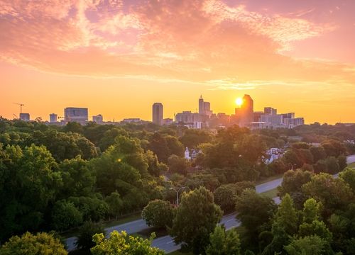 Downtown,Raleigh,,North,Carolina,At,Sunrise.