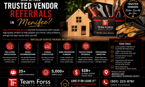 Who offers trusted vendor referrals in Menifee?