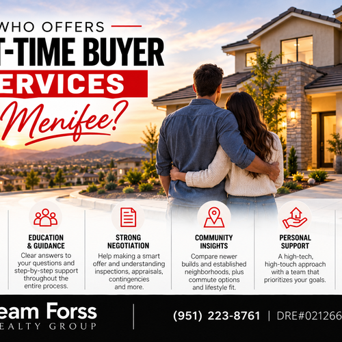 Who offers first-time buyer services in Menifee?