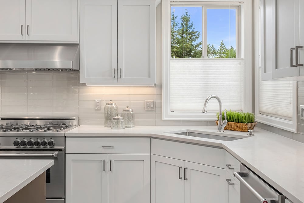 Modern kitchen with stainless steel appliances