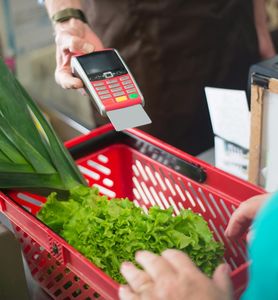 Purchasing vegetables with credit card