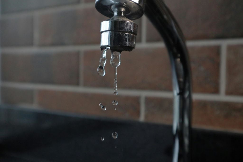 Faucet with water dripping out