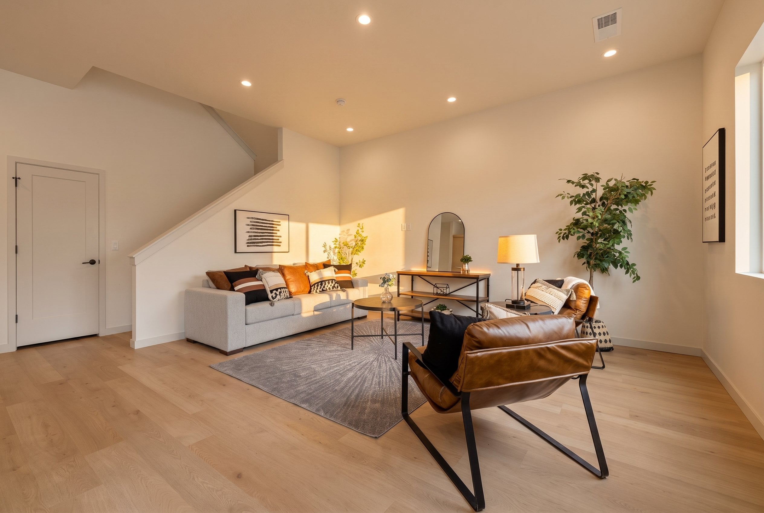 Living room with warm natural light