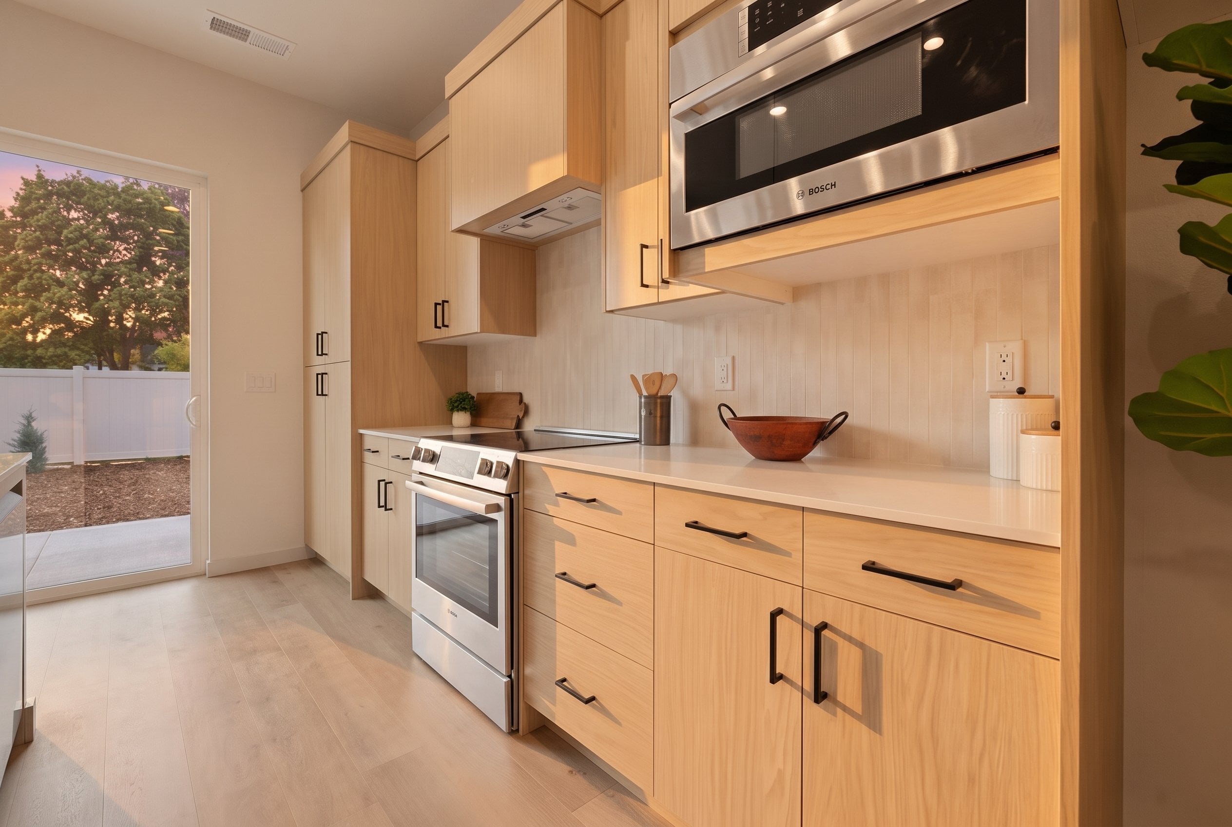 Kitchen with golden evening light