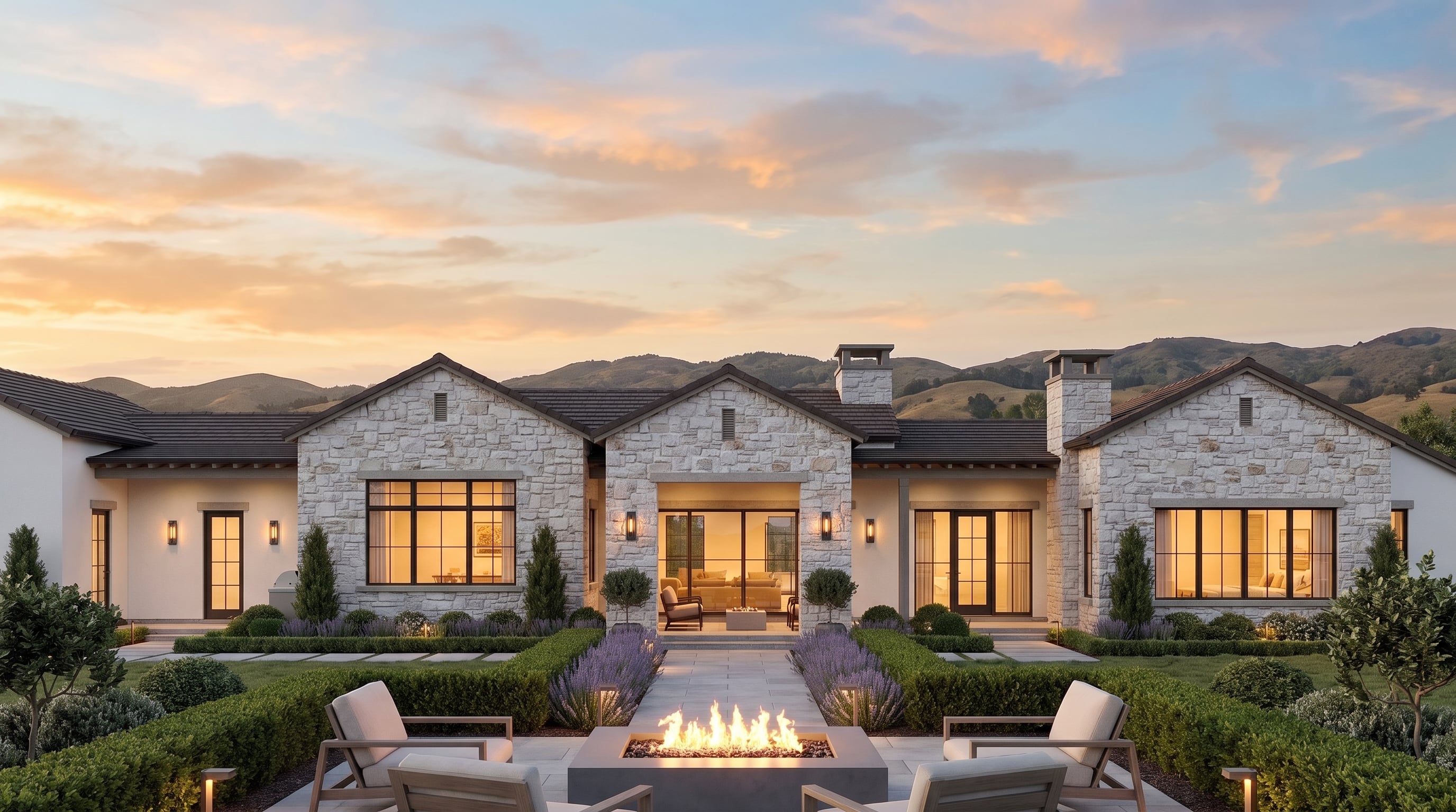 Fire pit with sunset views