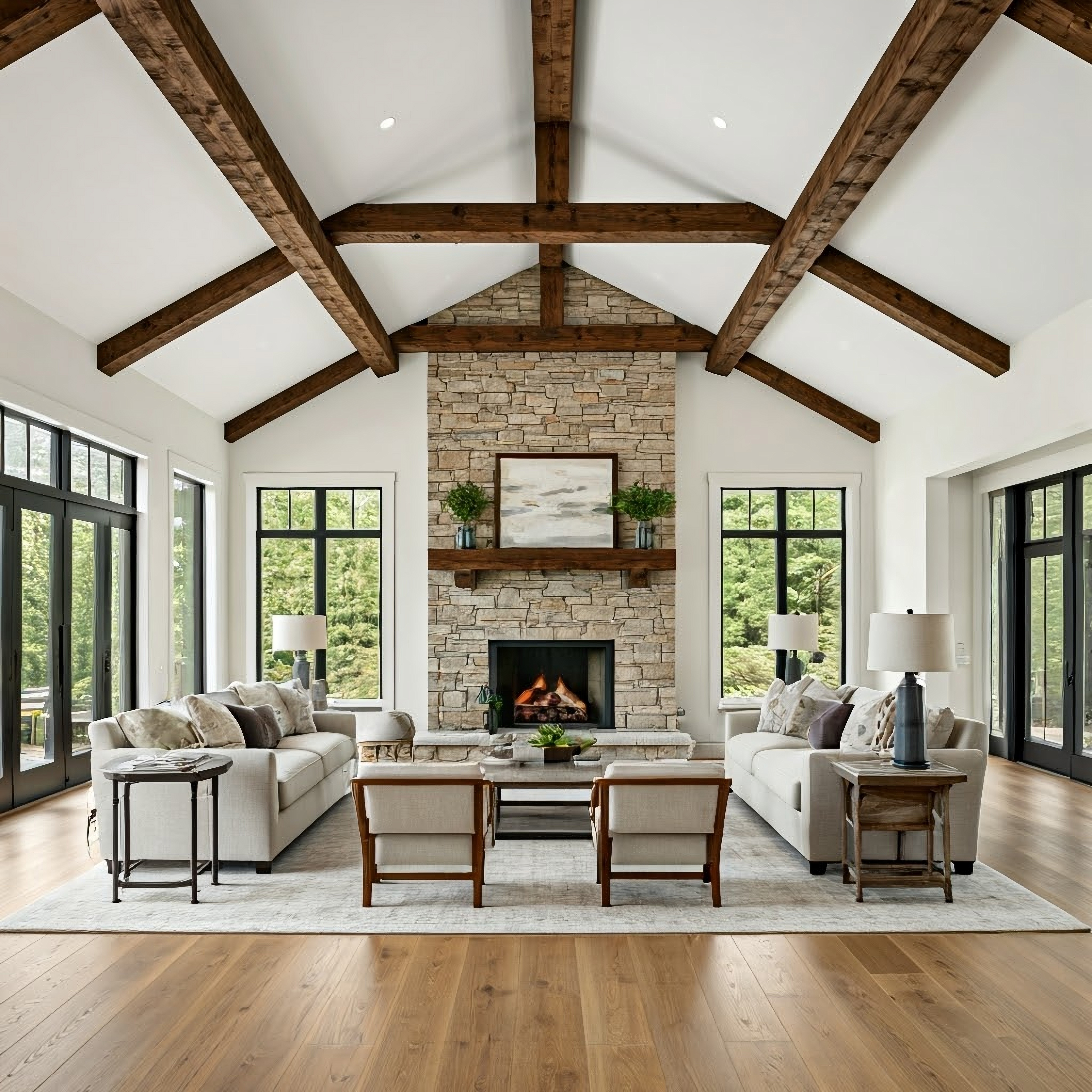 Generate,A,Photo,Of,A,Modern,Rustic,Living,Room,Featuring