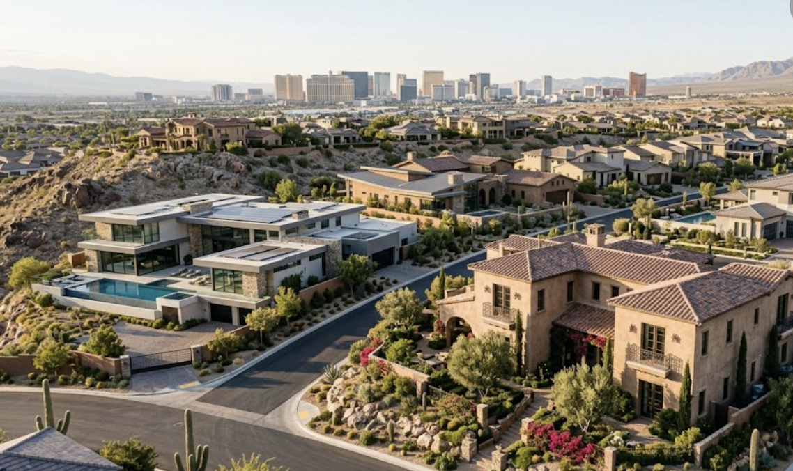 Luxury residential home in the Las Vegas Nevada desert landscape