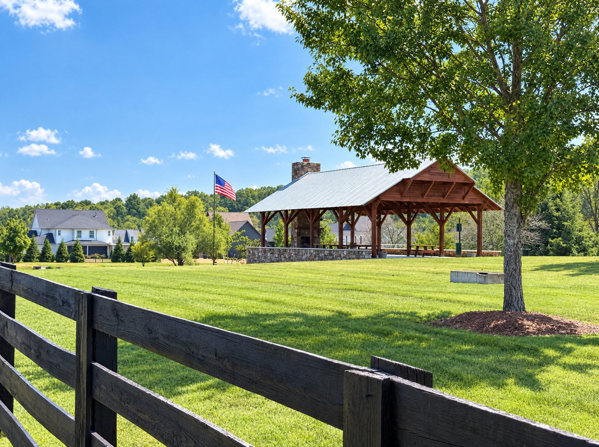 Community pavilion and open lawn in College Grove, TN