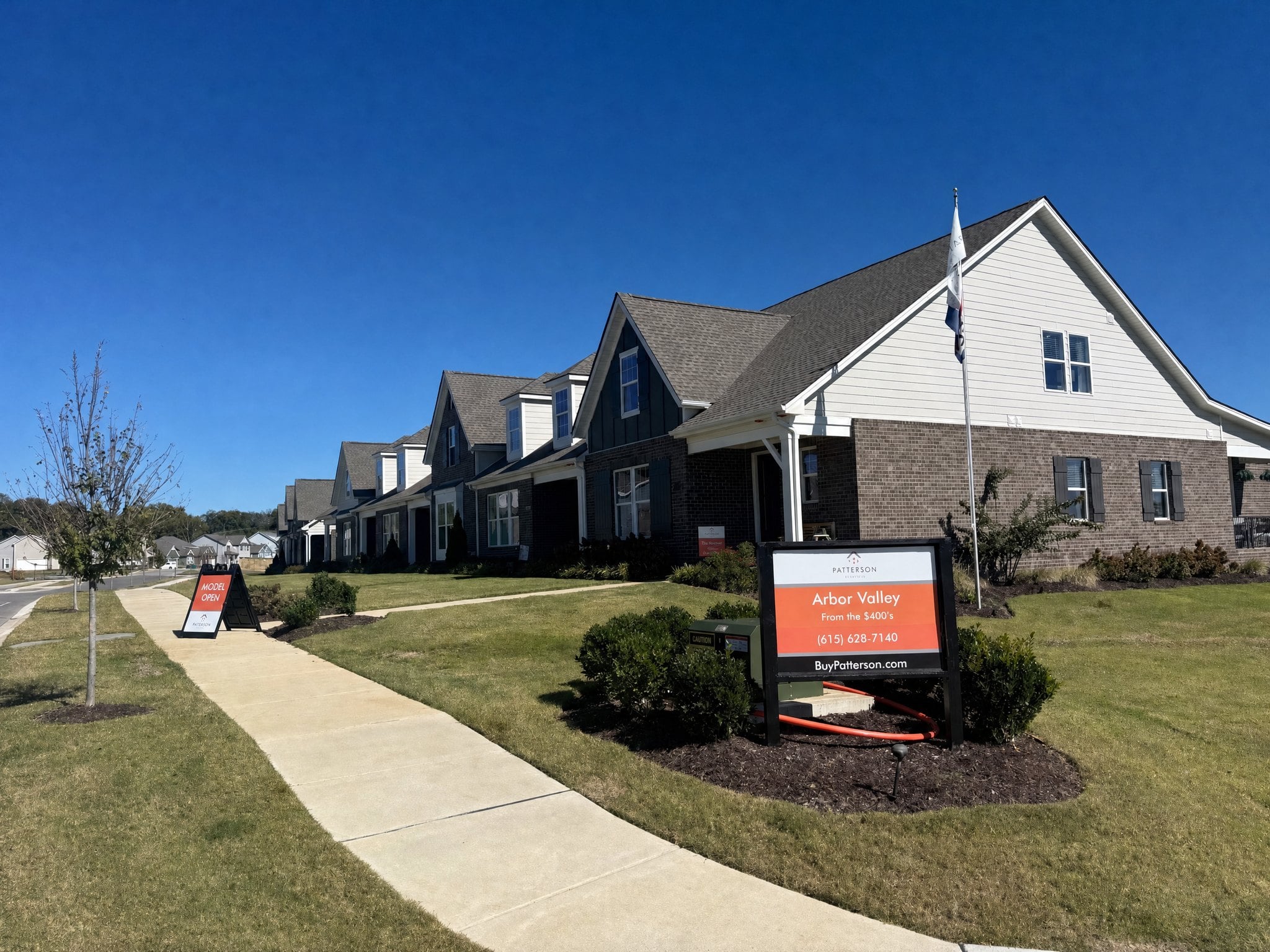 Row of Patterson Company cottage homes in the Arbor Valley neighborhood, Spring Hill, Tennessee