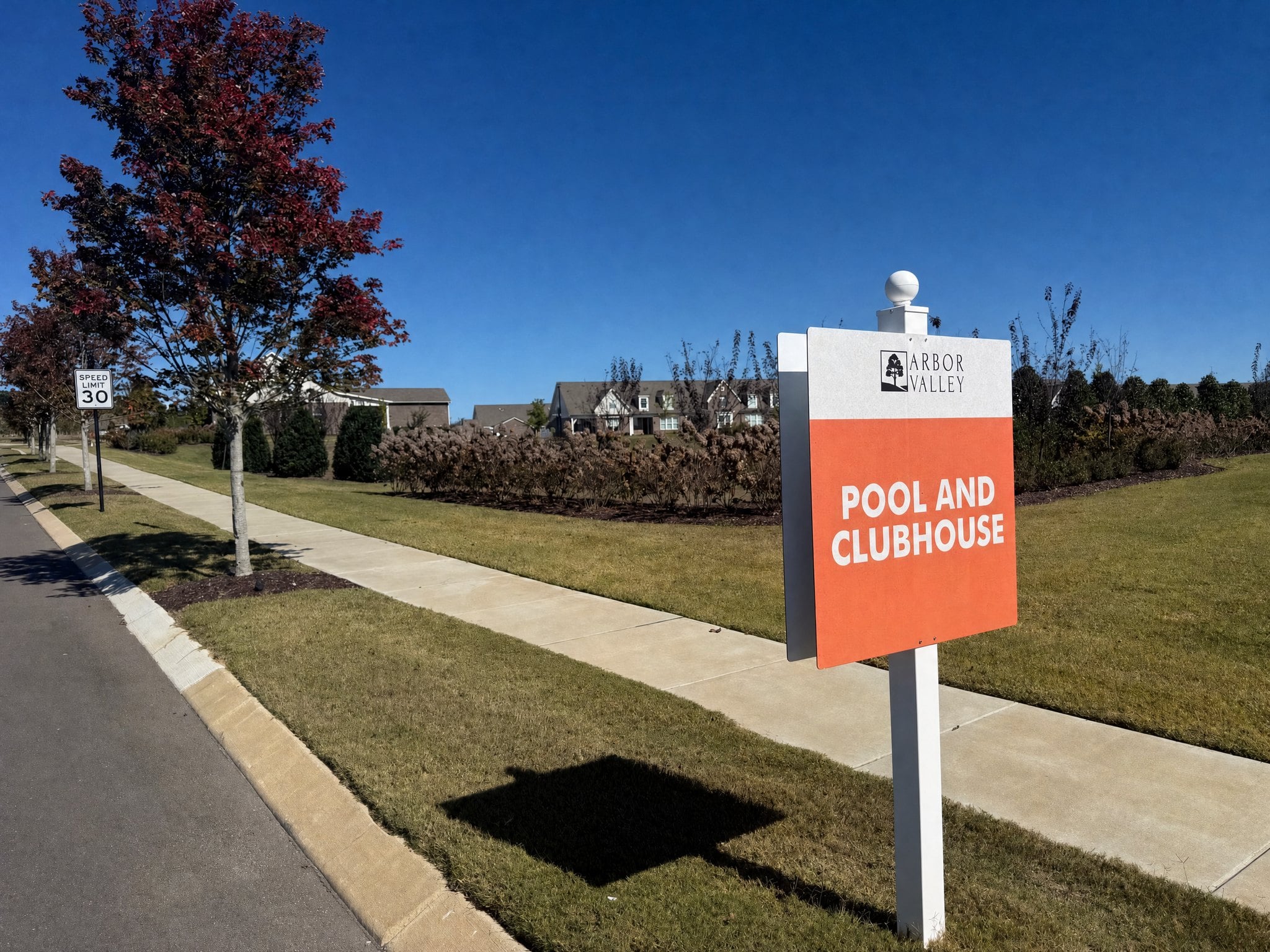 Arbor Valley pool and clubhouse directional sign, Spring Hill, Tennessee