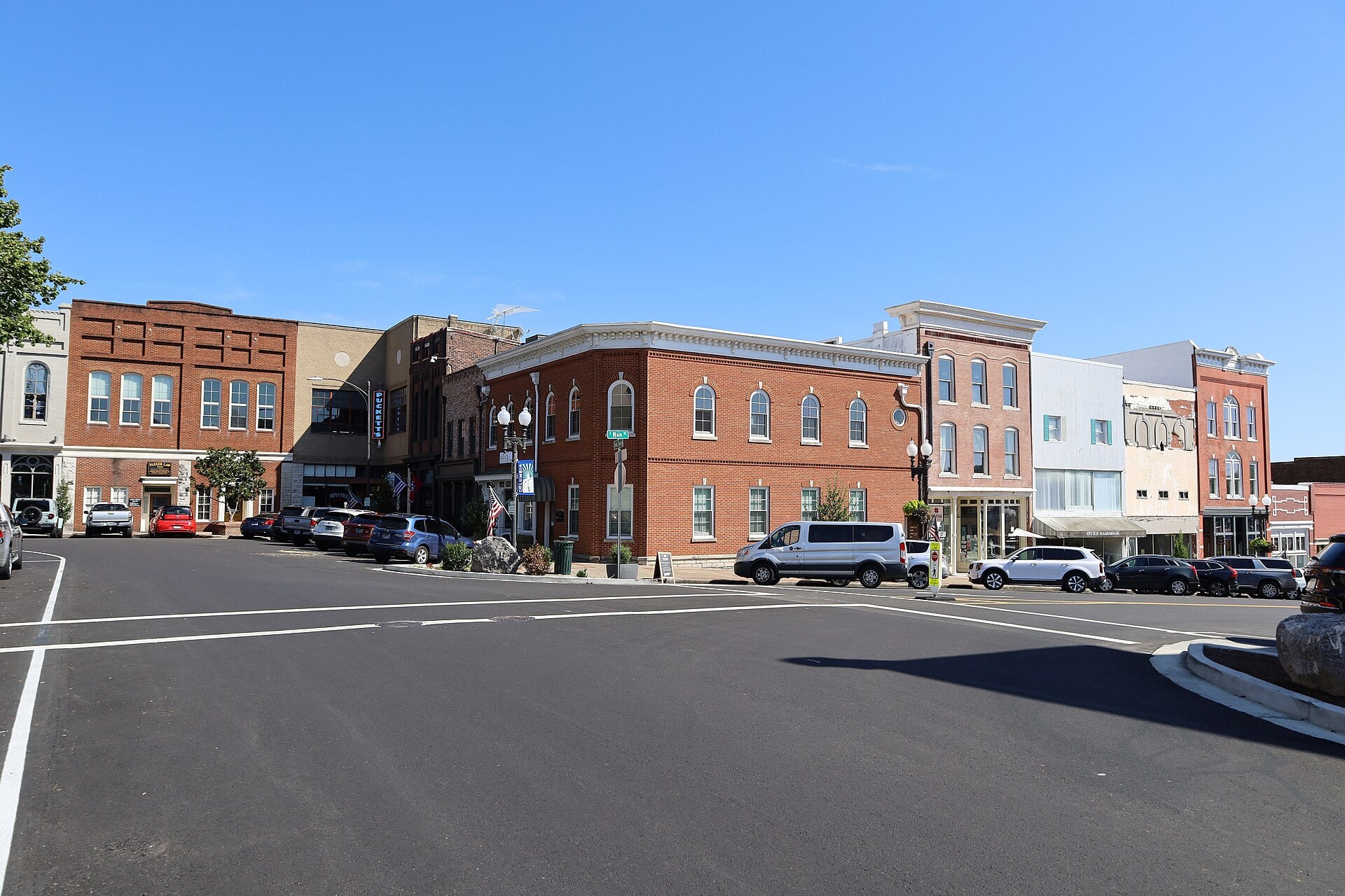 Brick storefronts on Public Square in Columbia, Tennessee