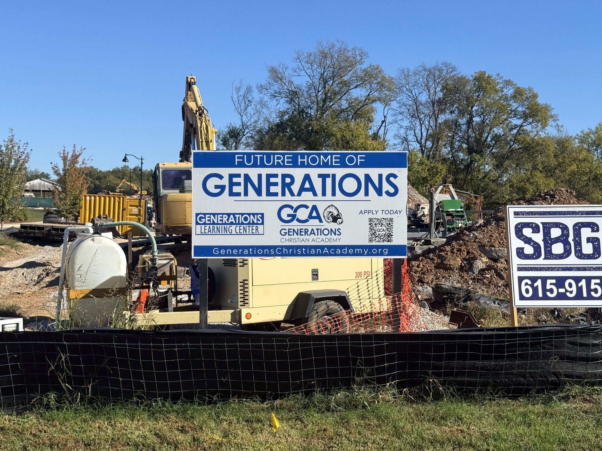 Future home of Generations Christian Academy sign at Fountain View, Thompson's Station, TN