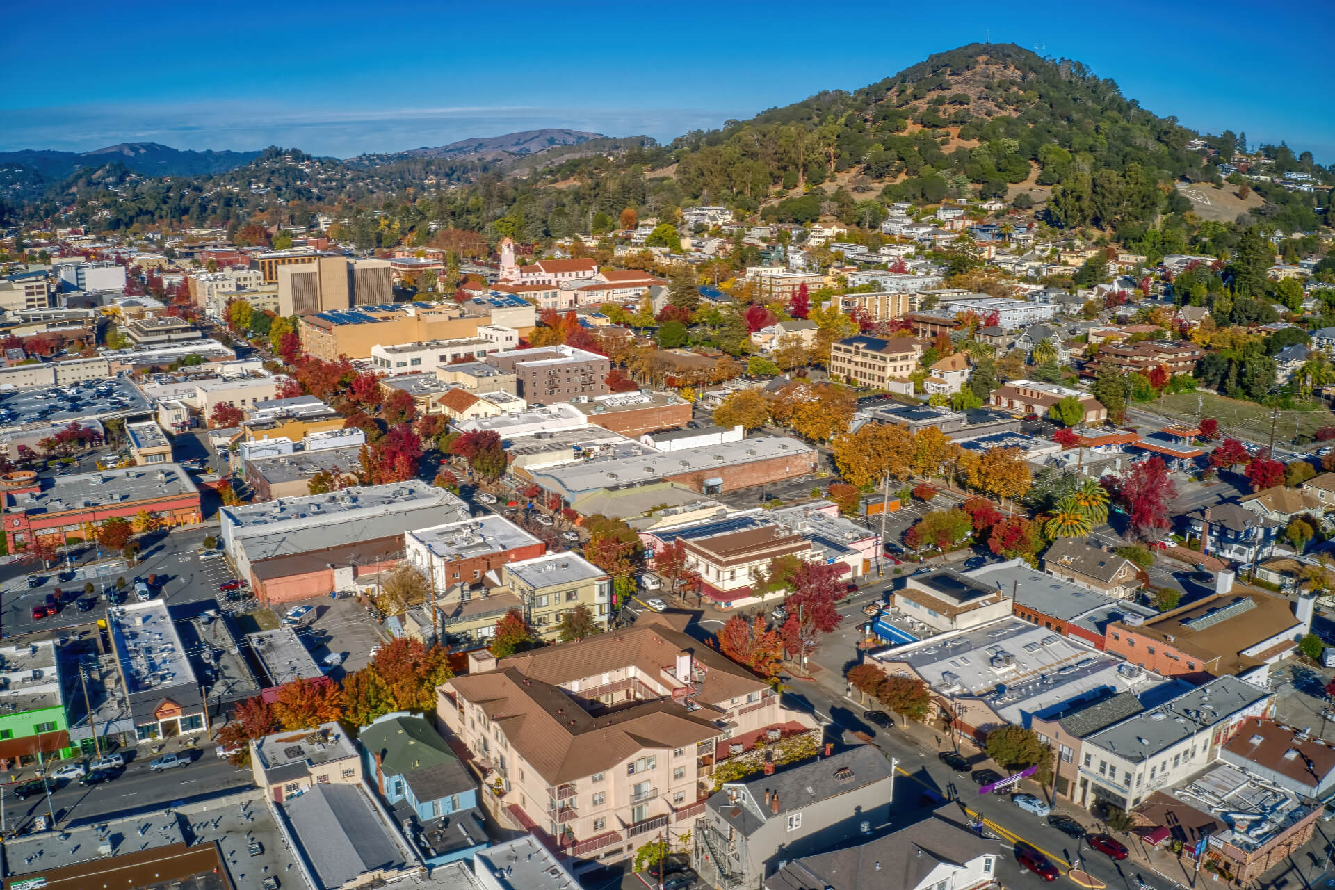 Marin County, CA - Aerial View of the Bay Area Suburb of San Rafael, California