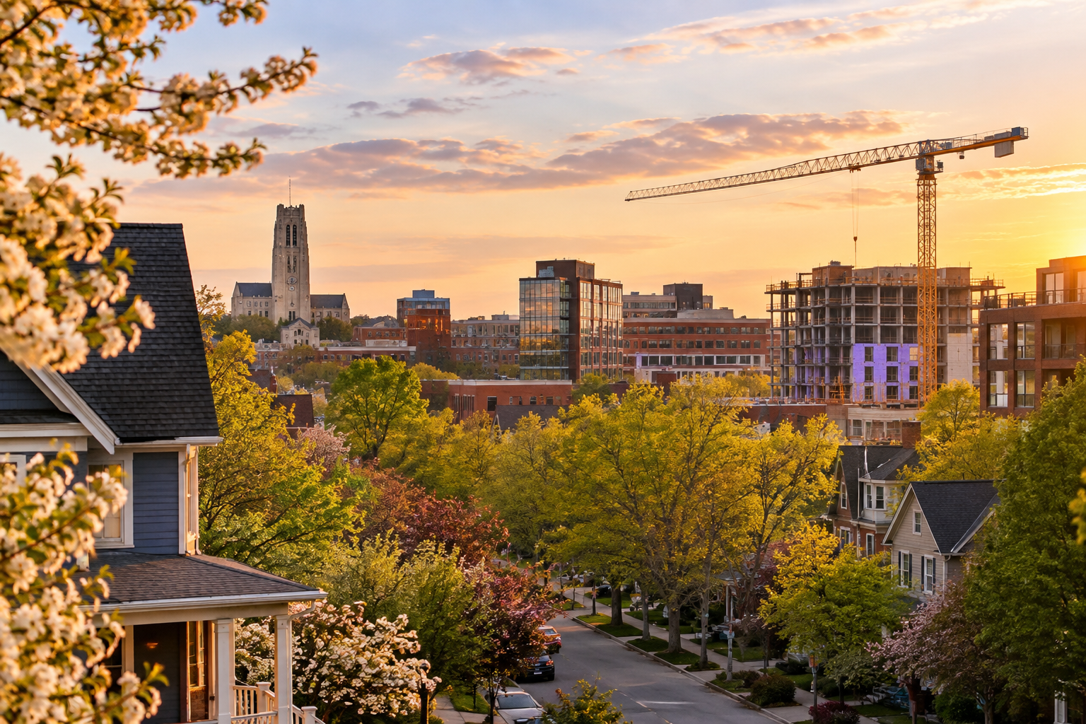 Ann Arbor neighborhood with new construction and residential development