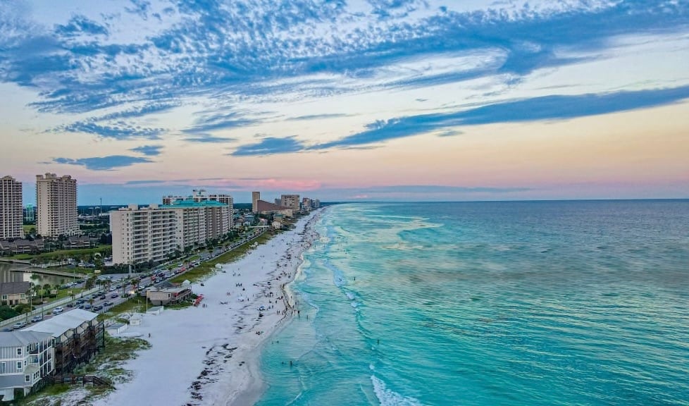Photo of an aerial view of A Beach