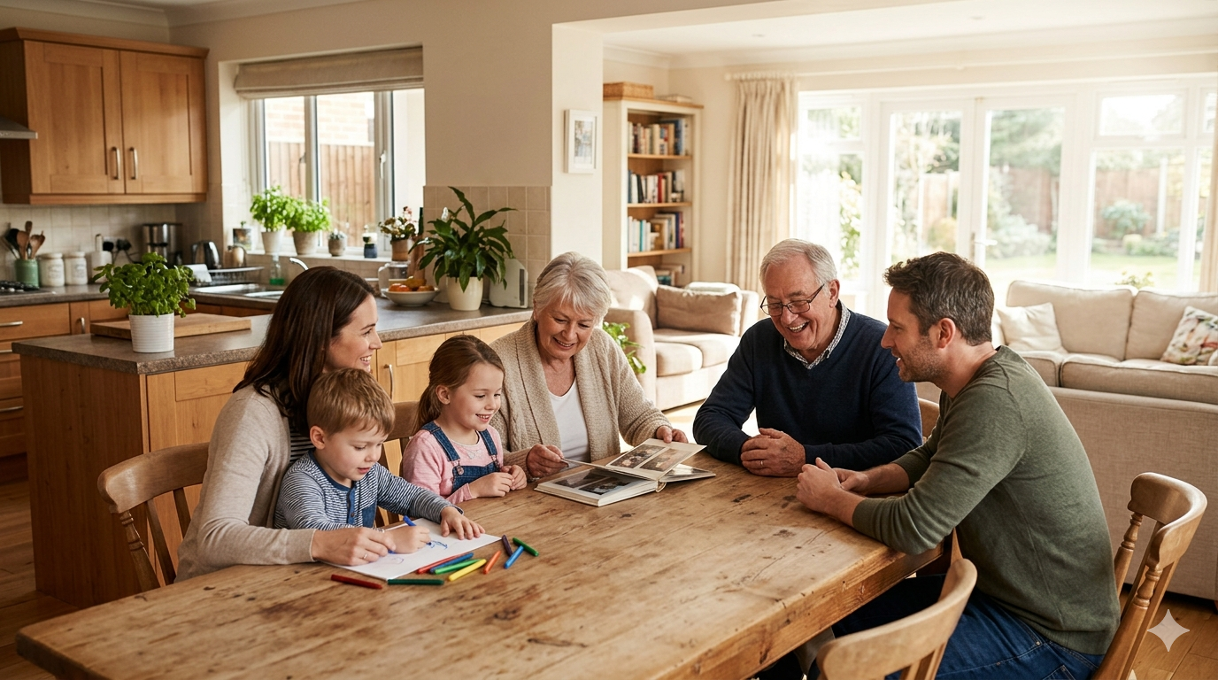Family gathered at table