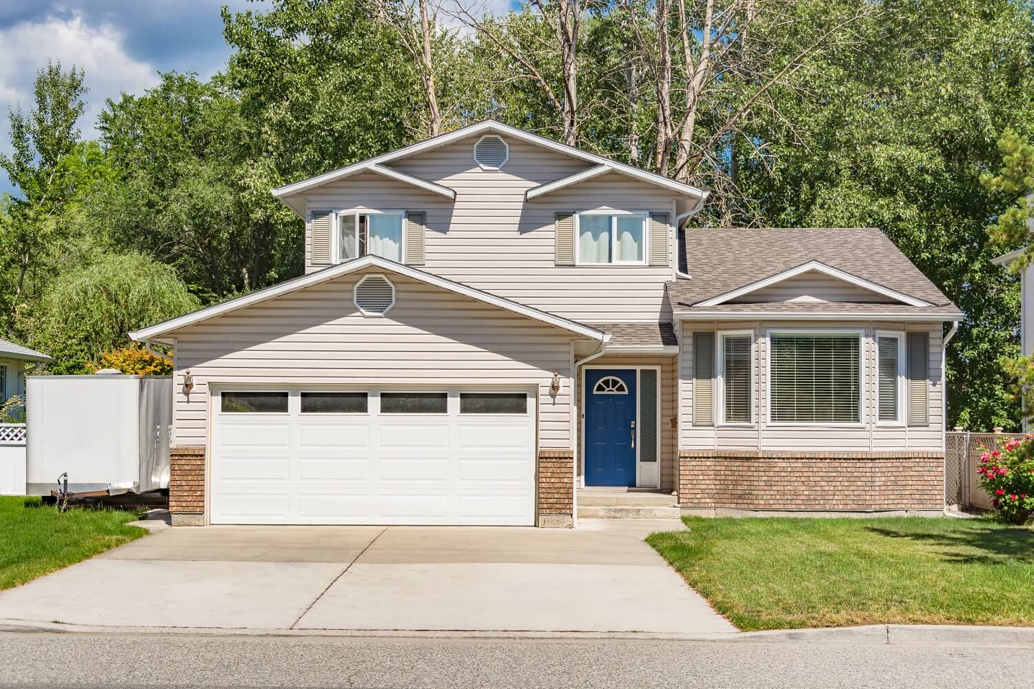 Family house with landscaped front yard