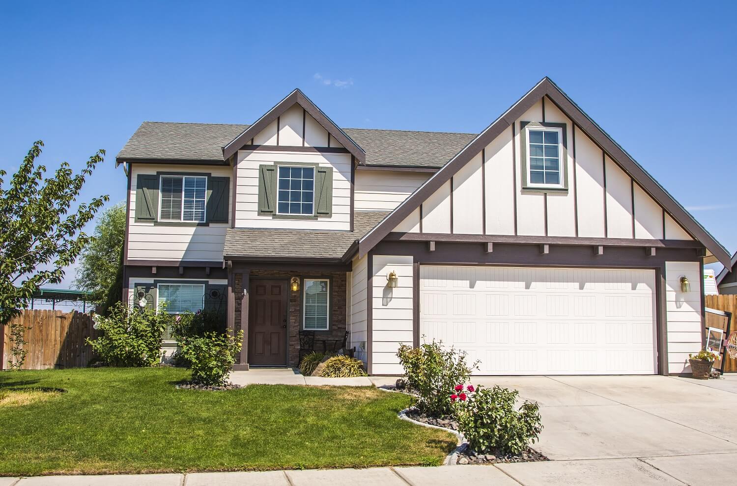 perfectly manicured suburban house