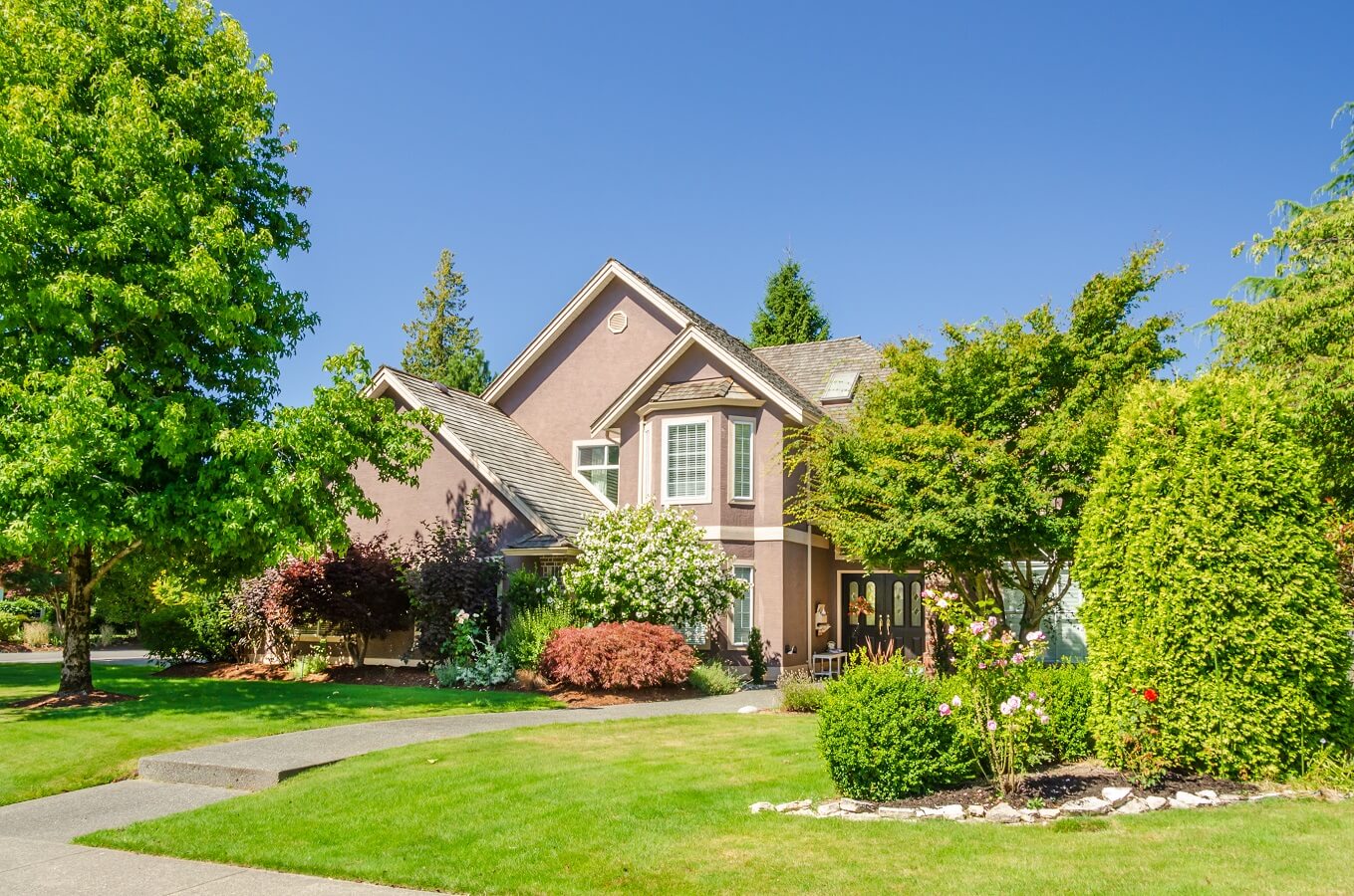 Houses in suburb at Summer in the north America