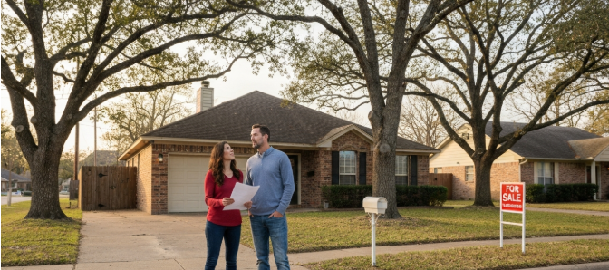 North Texas buyers evaluating a home listing in a DFW suburban neighborhood