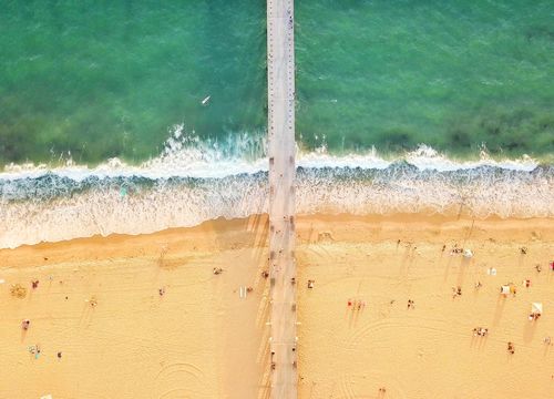 aerial beach pier view