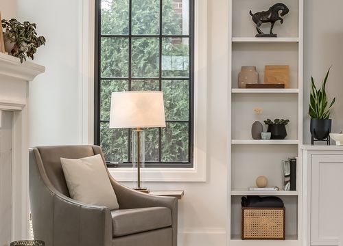 Transitional,Interior,Design,Living,Room,Aesthetic.,Gray,Side,Chair,Near