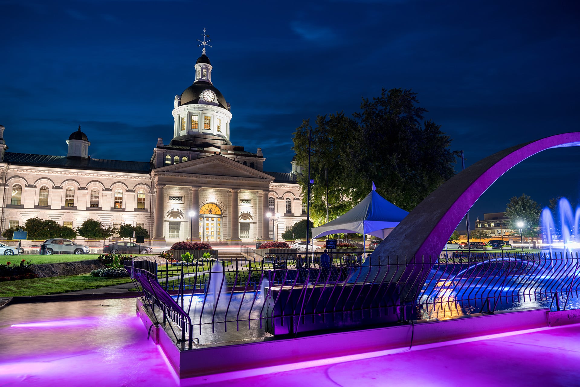 Kingston,City,Hall,At,Night,,Ontario,,Canada