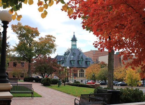 autumn campus historic building