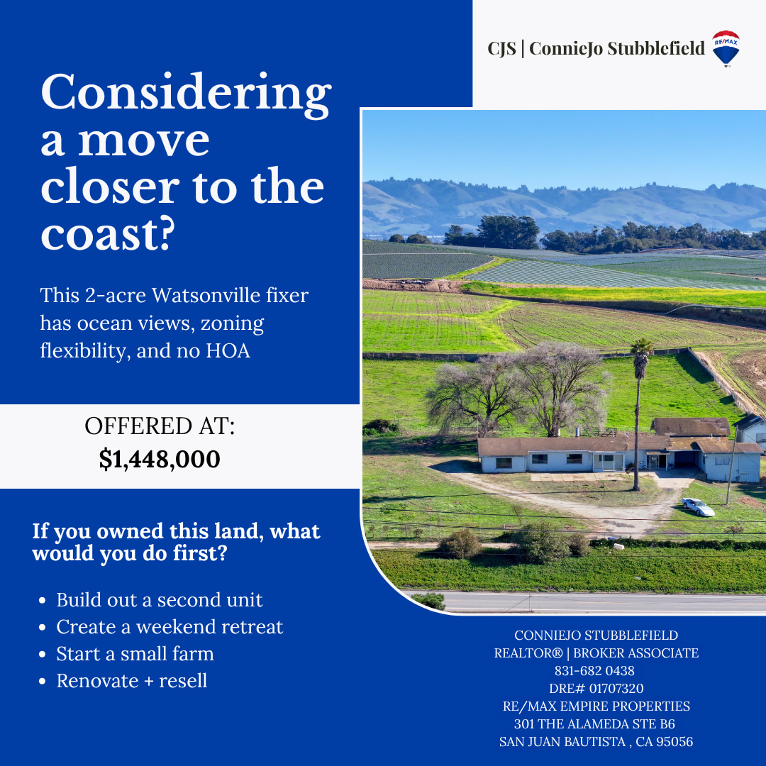 Considering a move closer to the coast? This 2-acre Watsonville fixer