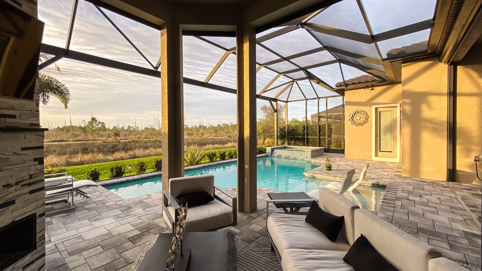 luxury enclosed pool patio