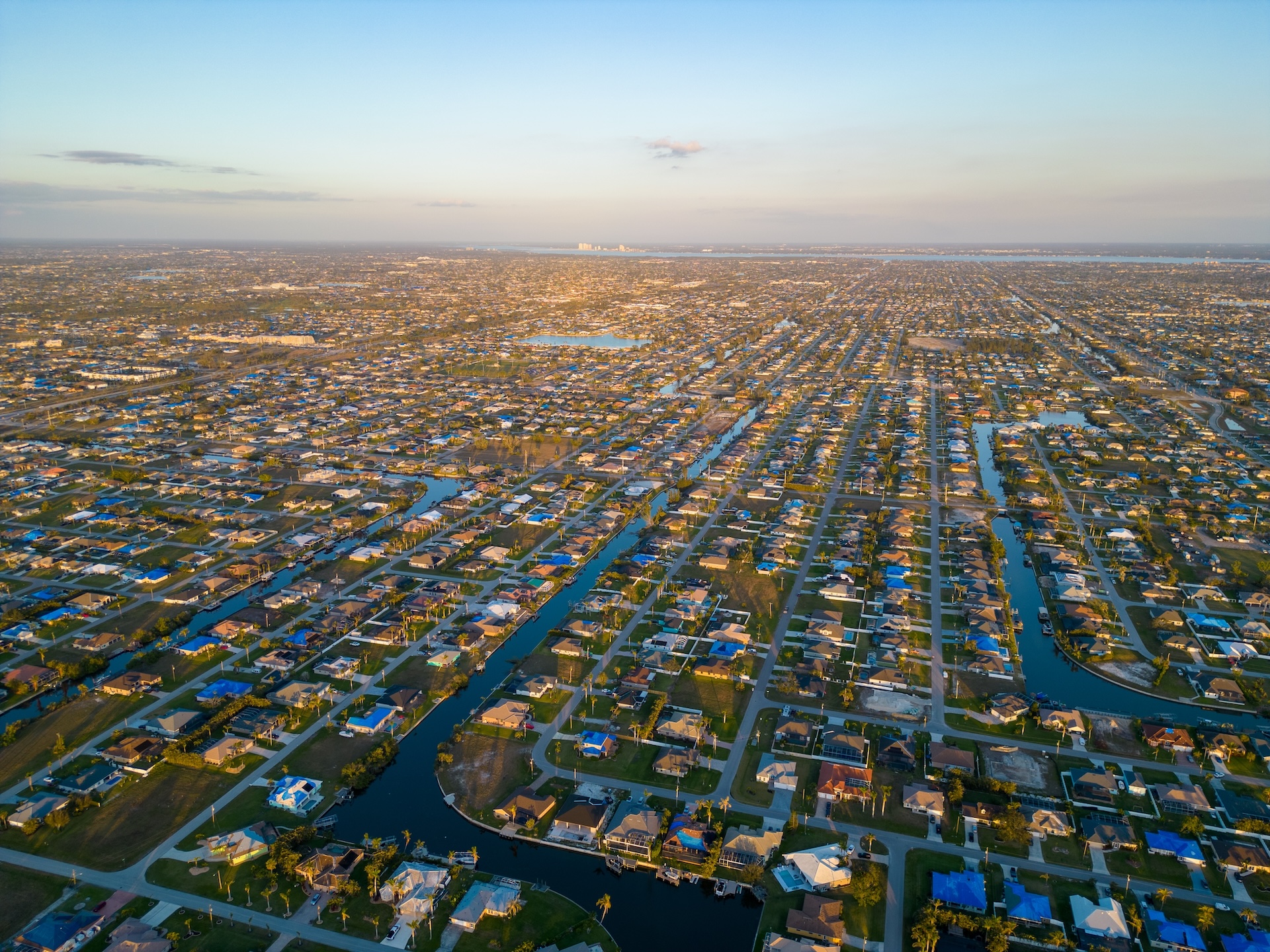 Aerial,Photo,Residential,Neighborhoods,In,Cape,Coral,Florida,Usa