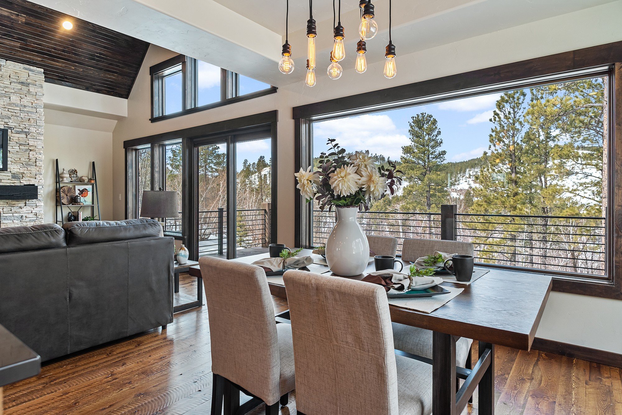 modern mountain view dining